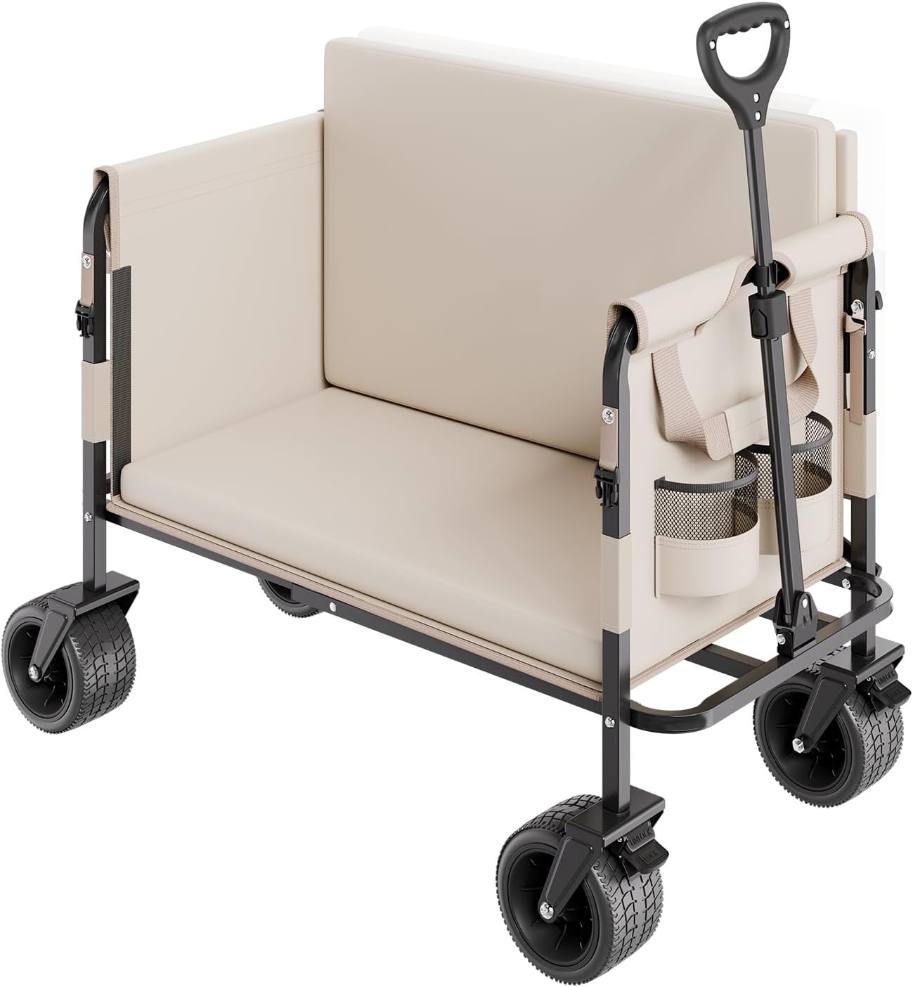 VEVOR 3-in-1 550lbs/220L Large Collapsible Folding Wagon, Convert to Bench, Foldable Beach Wagon with Wheels for Sand, Outdoor Utility Wagon for Groceries, Camping, Sports, Shopping | Amazon (US)