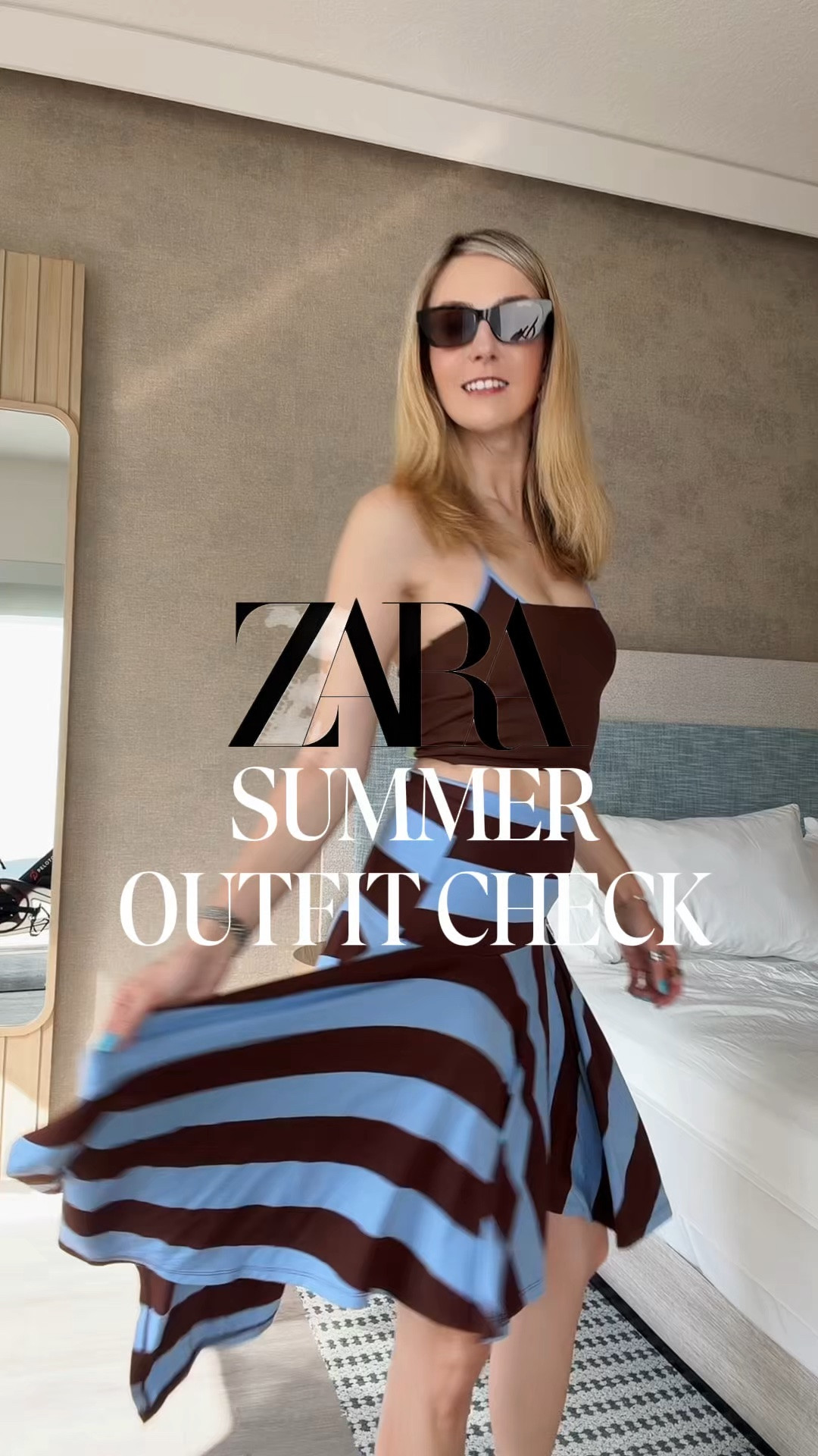 Save it for later! This Zara set is dangerously good 🤍😬  The brown + blue combo I didn’t know I needed, and the skirt movement is unreal. Feels so elevated for the price, STILL IN STOCK! 

Wearing size S @Zara 
Summer outfit idea, striped set, matching set, skirt set, Zara set, brown and blue, summer sandals 
#zarastyle #zarafinds #summeroutfits #eurosummer #outfitinspo

#LTKdayinmylife #LTKgrwm #LTKootd