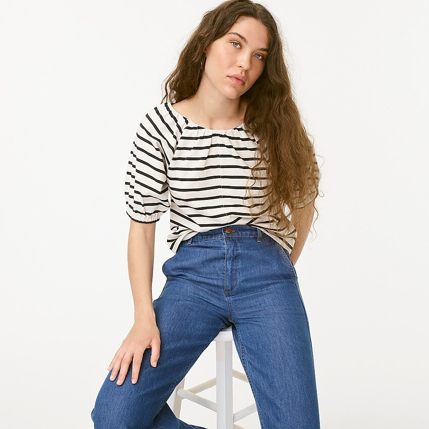 Mariner cloth puff-sleeve top in stripe | J. Crew US