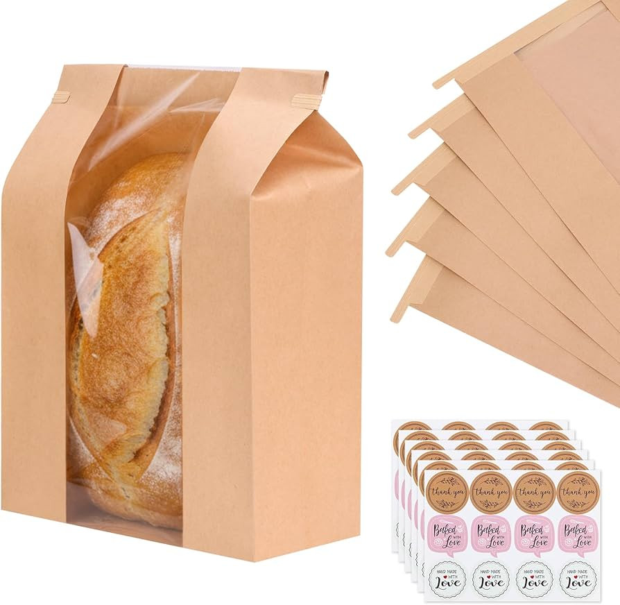 Moretoes 60 Pack Large Sourdough Bread Bags for Homemade Bread, 13.7x8.3x3.5 Inches, Paper Bakery... | Amazon (US)