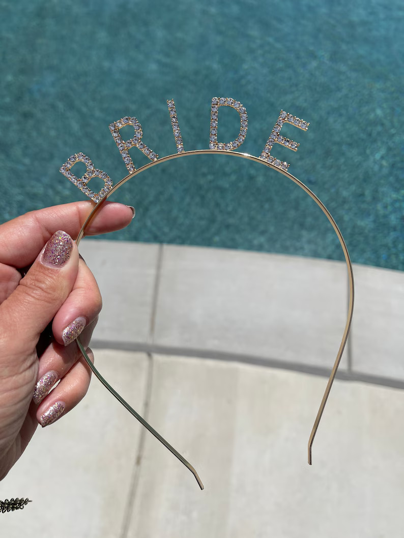 Rhinestone Encrusted BRIDE Headband With Detachable Veil | Etsy | Etsy (US)