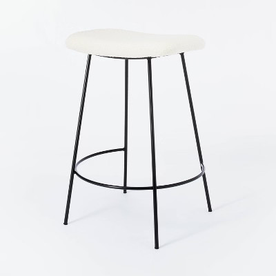 Clarkston Metal Counter Height Barstool with Upholstered Seat Cream Boucle - Threshold™ des... | Target