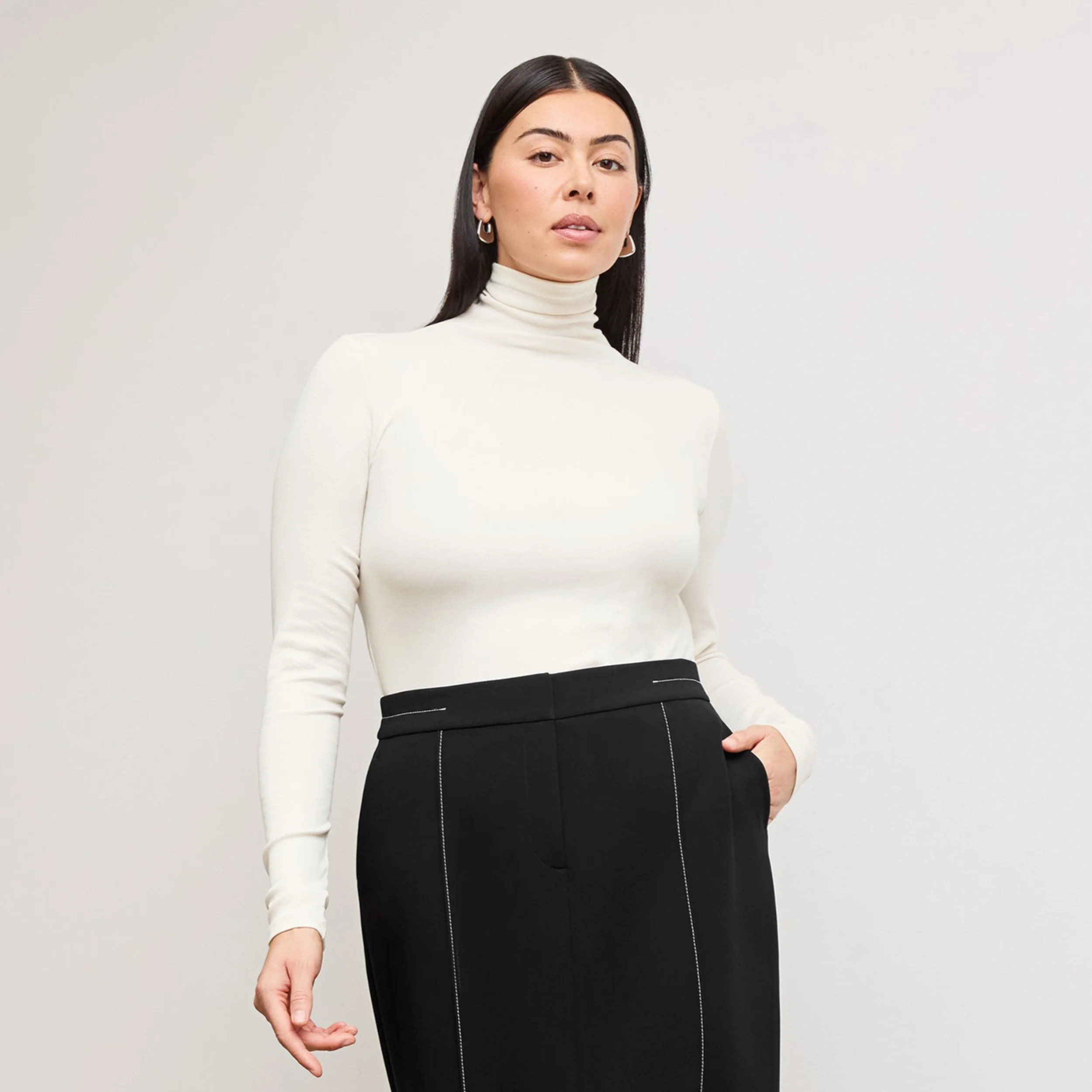 Axam Layering Turtleneck - Organic Ribbed Pima Cotton :: Ivory | MM LaFleur