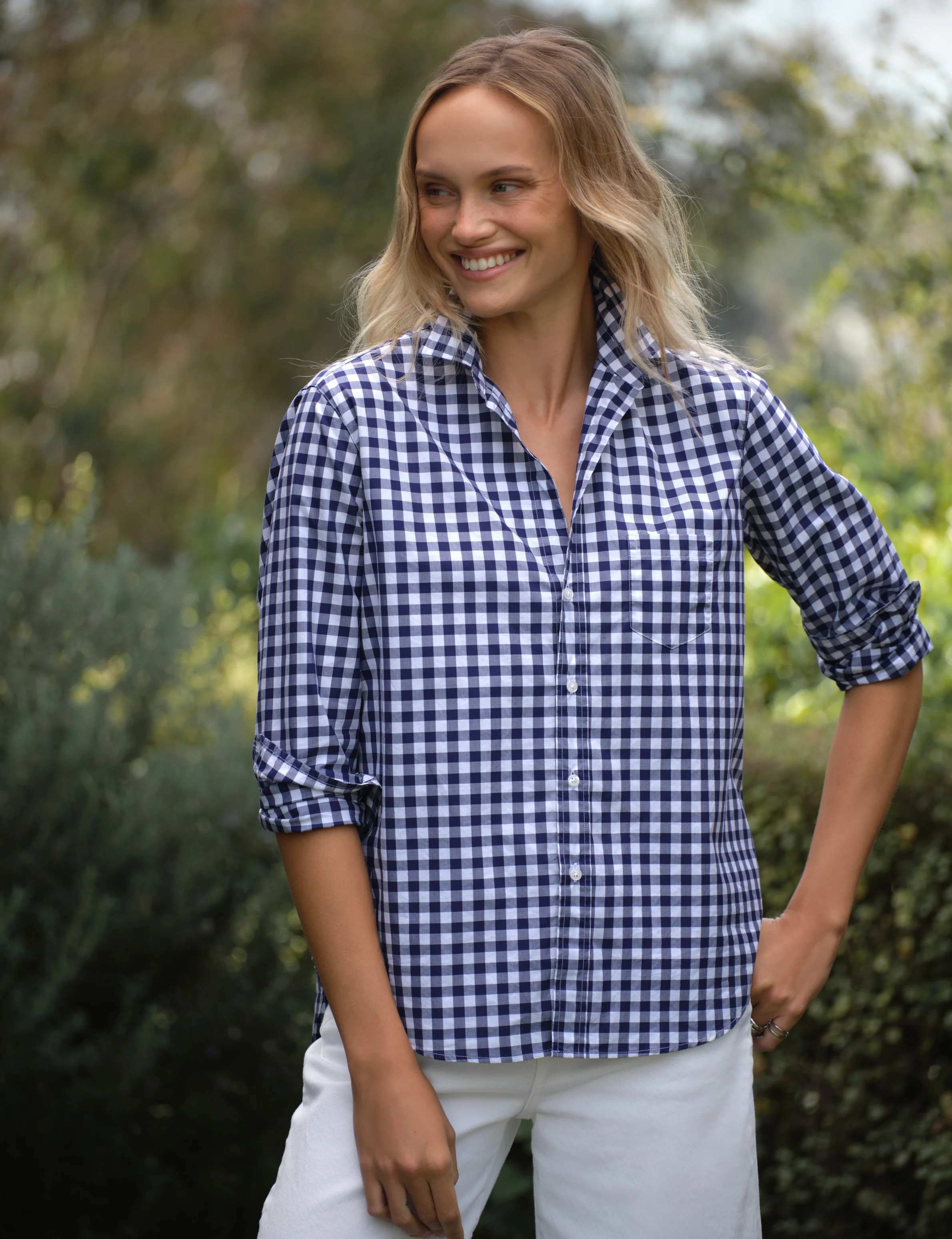 EILEEN Navy Gingham, Superluxe | Frank & Eileen