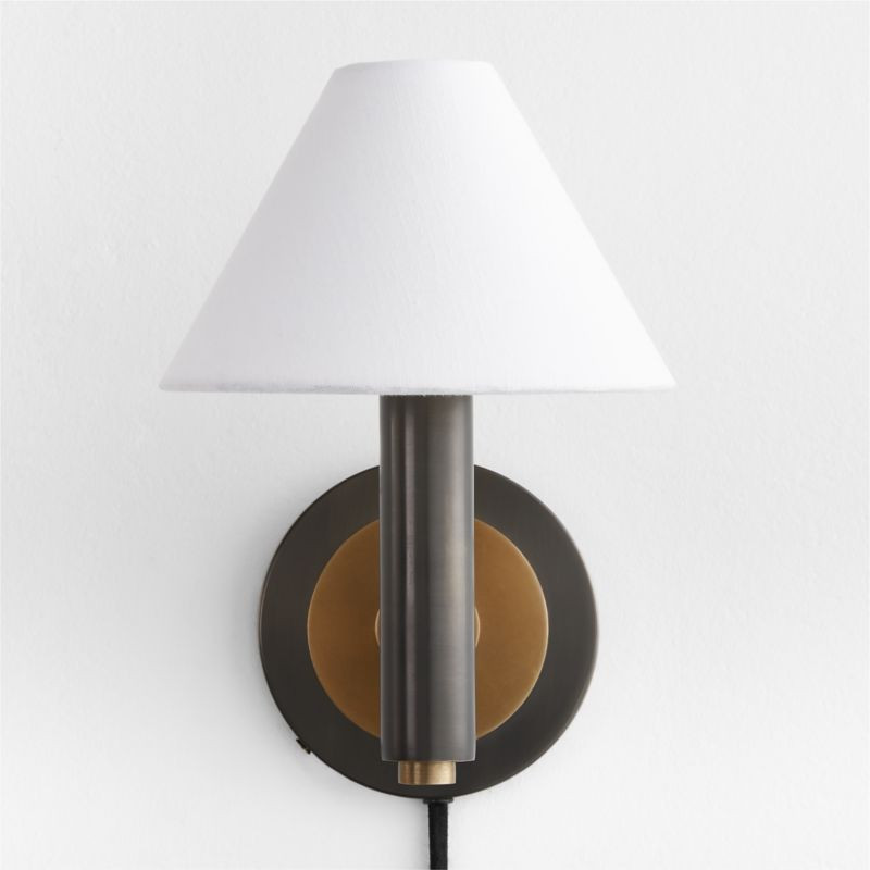 Lempicka Steel Single-Light Plug In Wall Sconce + Reviews | Crate & Barrel | Crate & Barrel