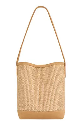 Mansur Gavriel Small Everyday Cabas Woven Raffia & Suede Bucket Tote in Anise at Nordstrom | Nordstrom