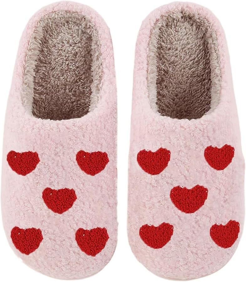 MsYmlya House Slippers for Women Men,Cute Valentine Slippers Winter Warm Cozy Couple Shoes,Cartoo... | Amazon (US)