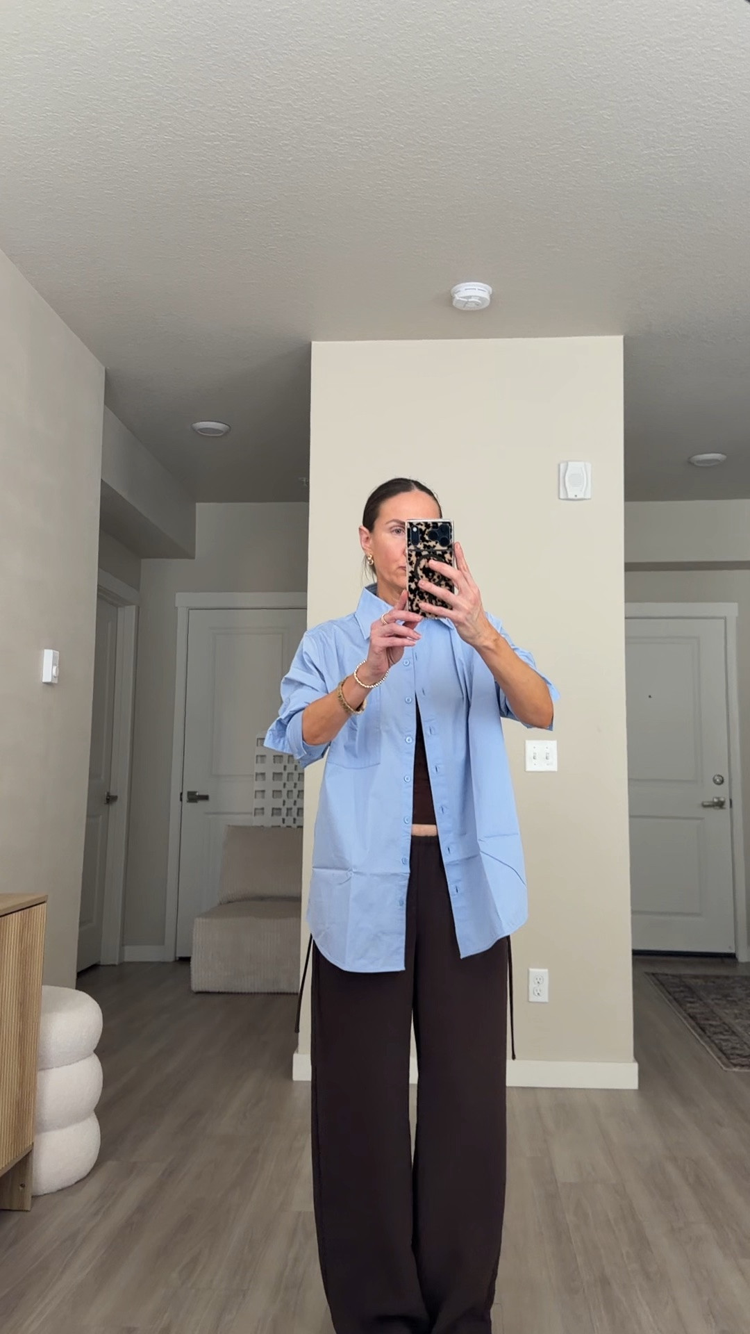 Wearing size large.  Banana republic lookalike. Fraction of the price