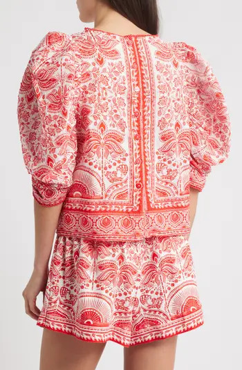 FARM Rio River Ride Puff Sleeve Cotton Top | Nordstrom | Nordstrom