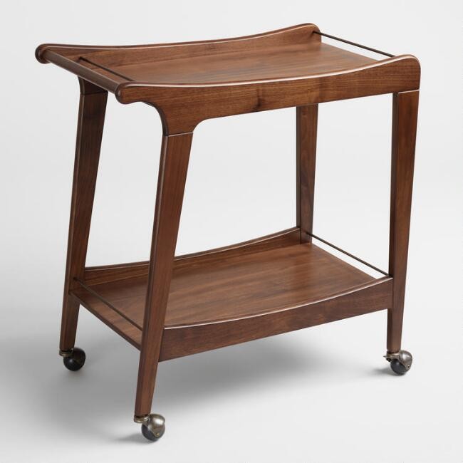Walnut Mid Century Bar Cart | World Market