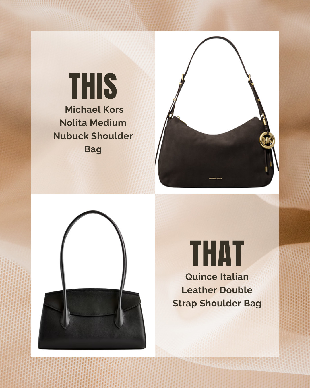 ✨ Chic Shoulder Moments ✨

Two timeless bags, both effortlessly elegant — the Quince Double Strap Shoulder Bag radiates minimalist luxury with its clean Italian leather design, while the Michael Kors Nolita brings classic sophistication with that polished, designer edge. Either way, your outfit instantly goes from simple to standout. 👜✨

Shop both styles and my other favorite everyday bags now on LTK! 

 #LTKGiftGuide #LTKStyleTip #LTKItBag