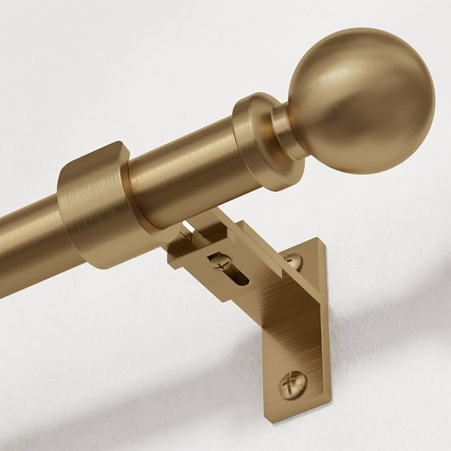 Heavy Duty Antique Brass Curtain Rod, 34-124 Inch, Warm Gold     Long Adjustable 1" Window Rods, ... | Amazon (US)