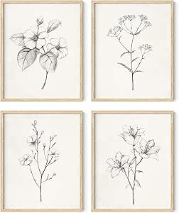 HAUS AND HUES Framed Vintage Botanical Prints - Set of 4 Framed Farmhouse Bedroom Wall Decor, Rus... | Amazon (CA)