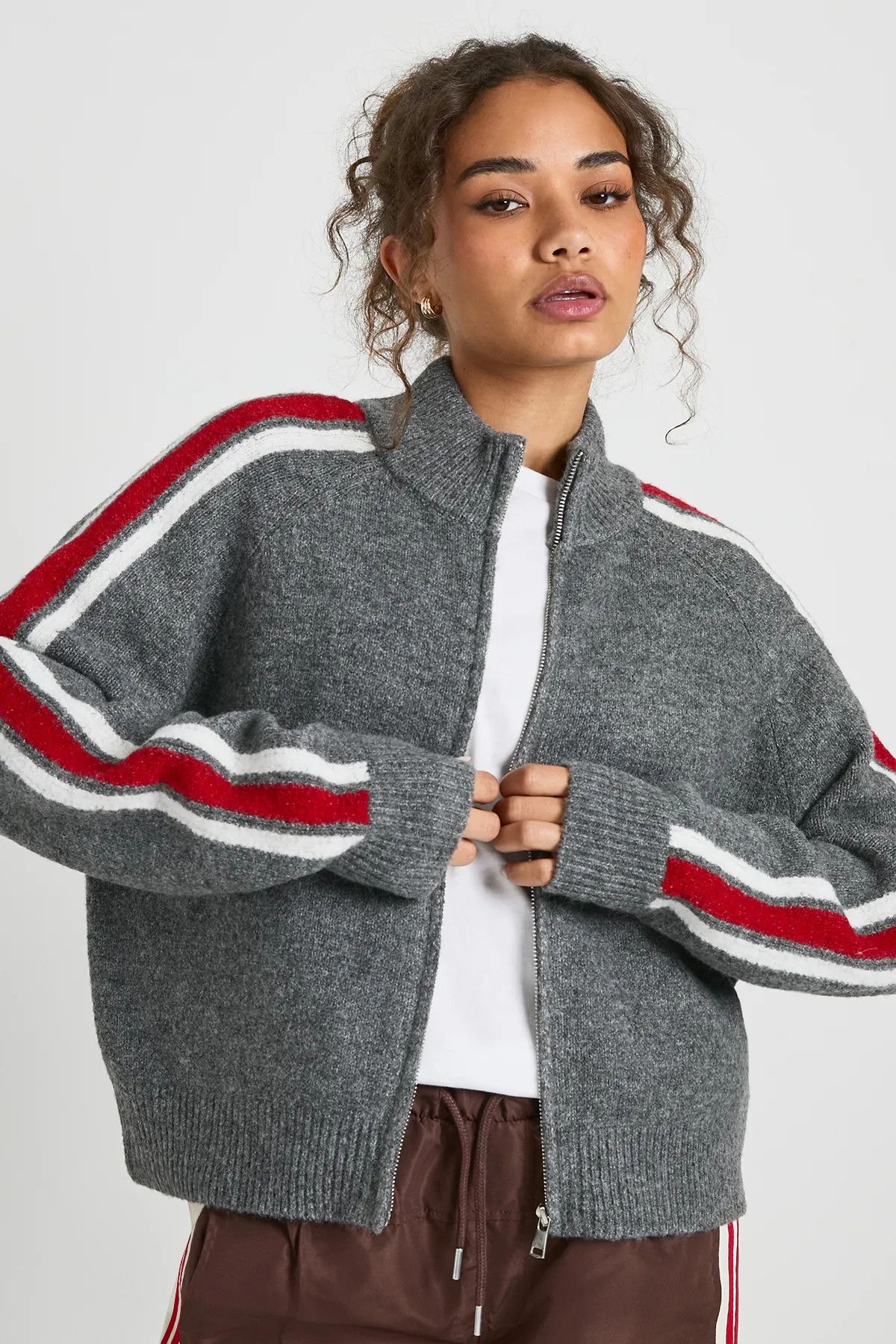 Chunky Knit Zip Through Knitted Jumper | Boohoo.com (UK & IE)