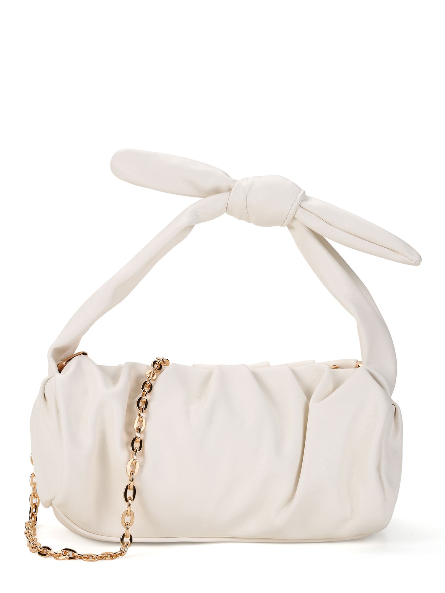 BeCool Women's Adult Scrunch Crossbody Handbag with Knotted Top Handle White | Walmart (US)