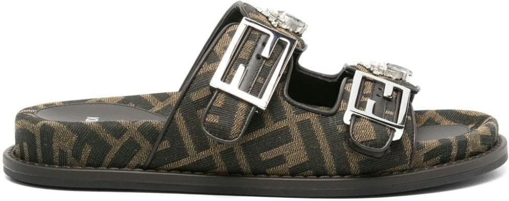 Women's Fendi Feel Ff Slides in Black | Size 35 | 8X8326AQ65F1MYE | LOZURI