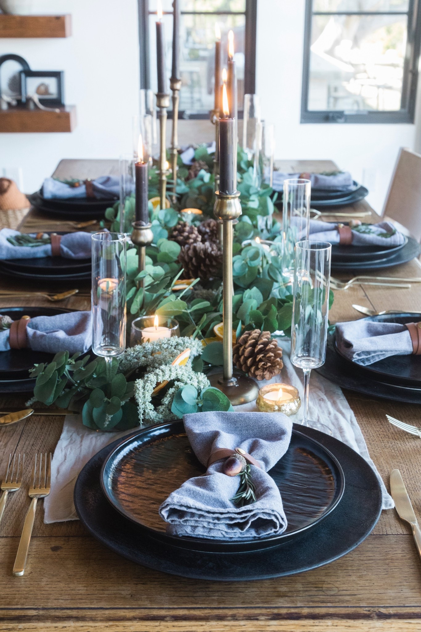 Moody Thanksgiving Table with Black Plates. 

#LTKSeasonal #LTKHome #LTKHoliday