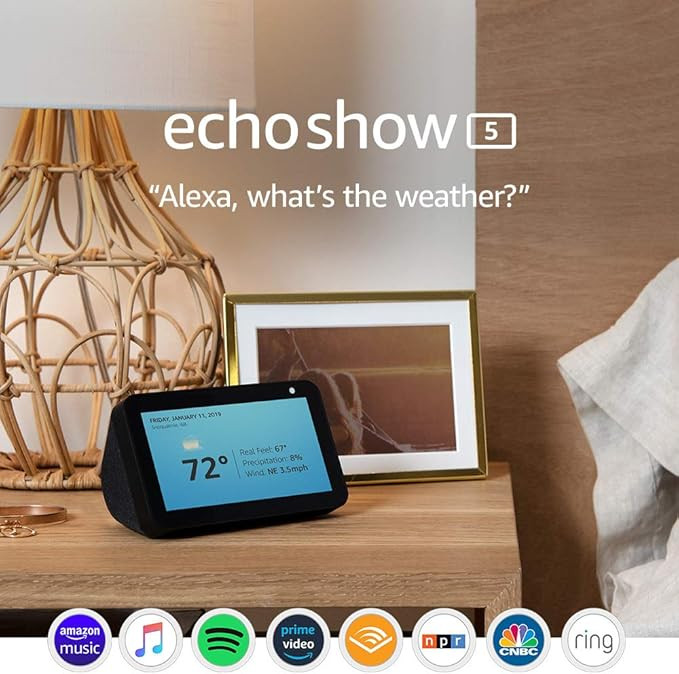 Echo Show 5 -- Smart display with Alexa – stay connected with video calling - Charcoal | Amazon (US)