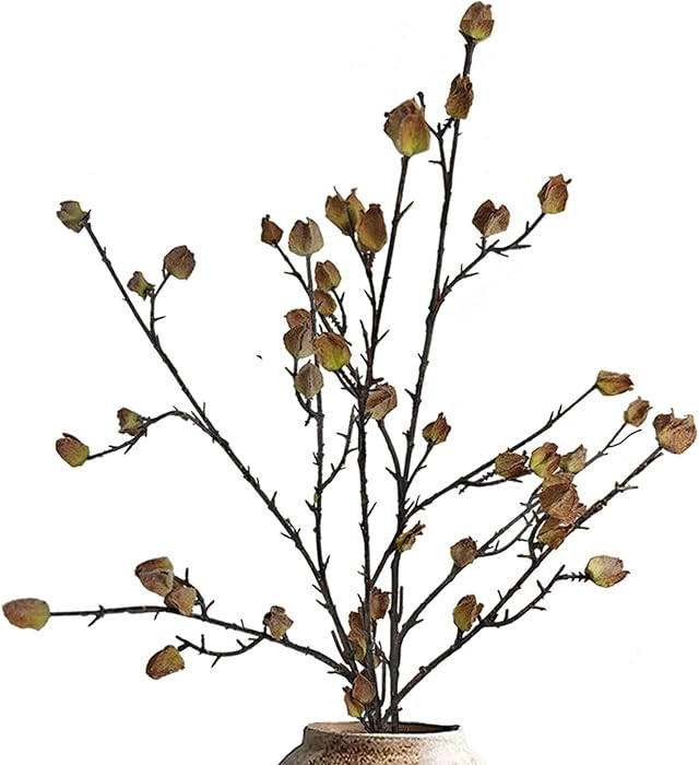 3Pcs Realistic Faux Berry Stems for Tall Vases, 35.4 Inch Bendable Brown Branches with Natural Fr... | Amazon (US)