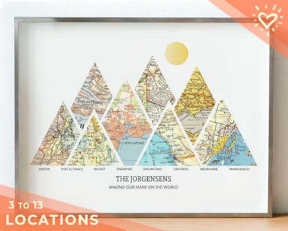 Personalized Milestones Map™ Print: 3-8 Locations Mountain | Etsy | Etsy (US)