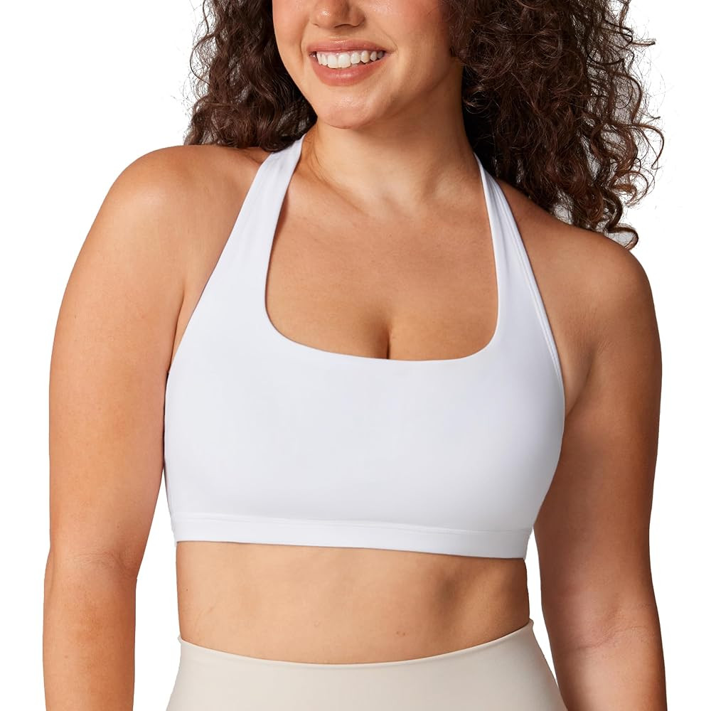 Hugcurve Detachable Halter Sports Bra Racerback for Women Padded Square Neck Open Back Yoga Worko... | Amazon (US)