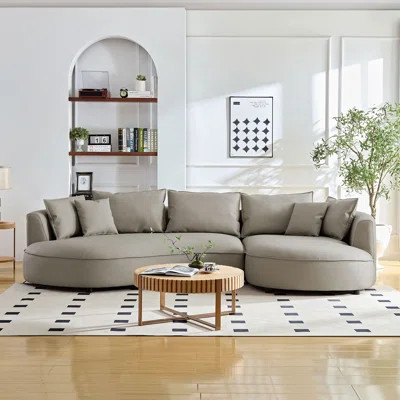 Modern Sectional Curved Sofa Couch For Living Room,Upholstered 5-Seat Sofa Couch Eco-Leather Couch Set For Apartment Office,Light Grey | Wayfair North America