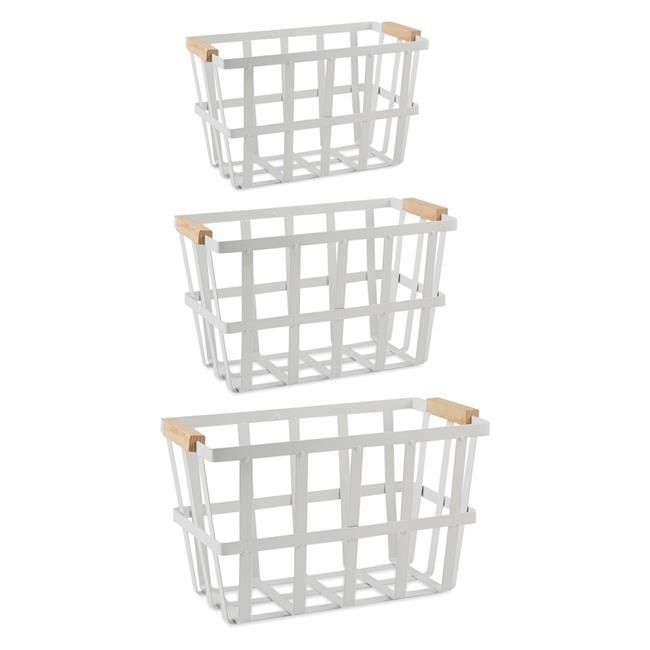 DII Farmhouse Office Collection Metal Storage, White, Basket Set, 3 Piece | Walmart (US)