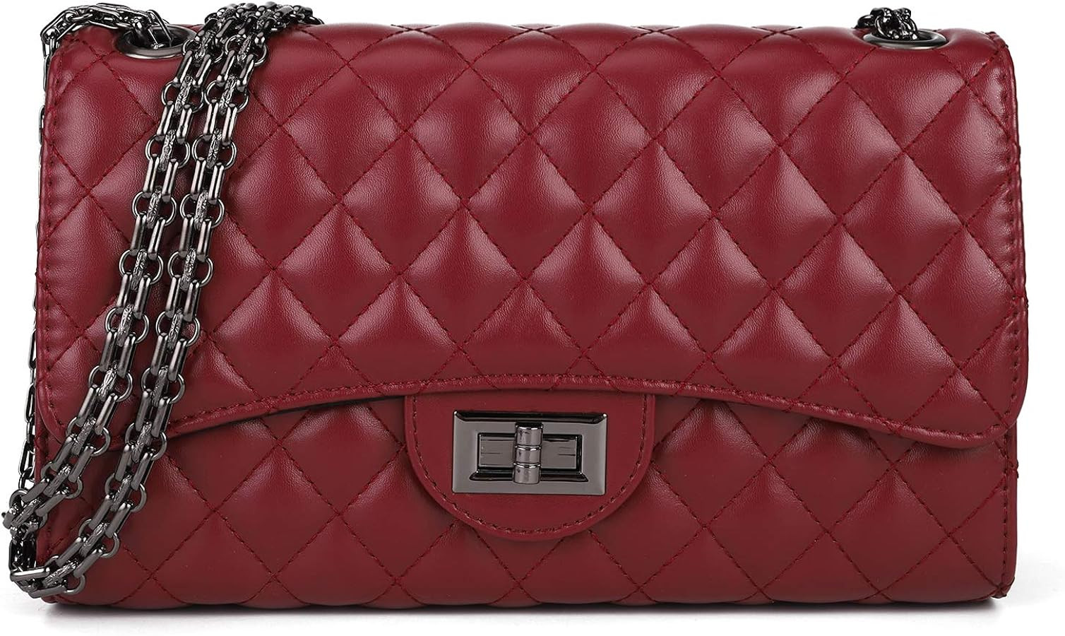 Quilted Crossbody Bags for Women Leather Ladies Shoulder Purses with Chain Strap Stylish Clutch P... | Amazon (US)