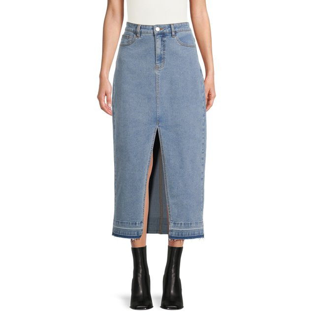 Liv & Lottie Juniors Denim Skirt with Slit, Sizes S-XL | Walmart (US)