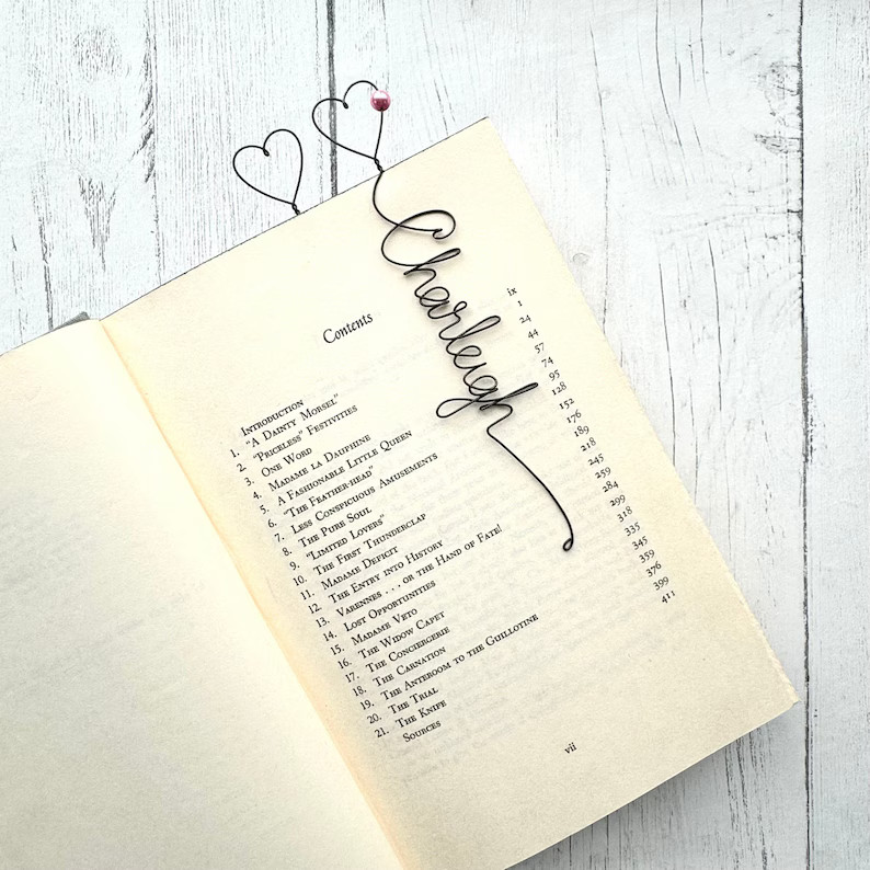 Personalized Unique Name Bookmark with Heart and Bead, Personalised Unique Bookmark with Heart, U... | Etsy (US)