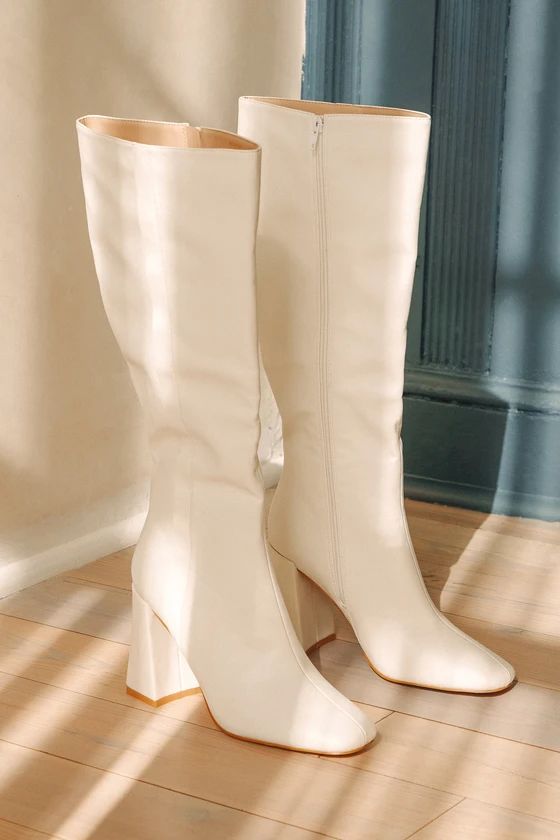 Magnolia White Square Toe Knee-High Boots | Lulus (US)