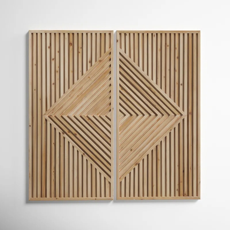 Boho Abstract Wall Decor on Solid Wood (Set of 2) | Wayfair North America