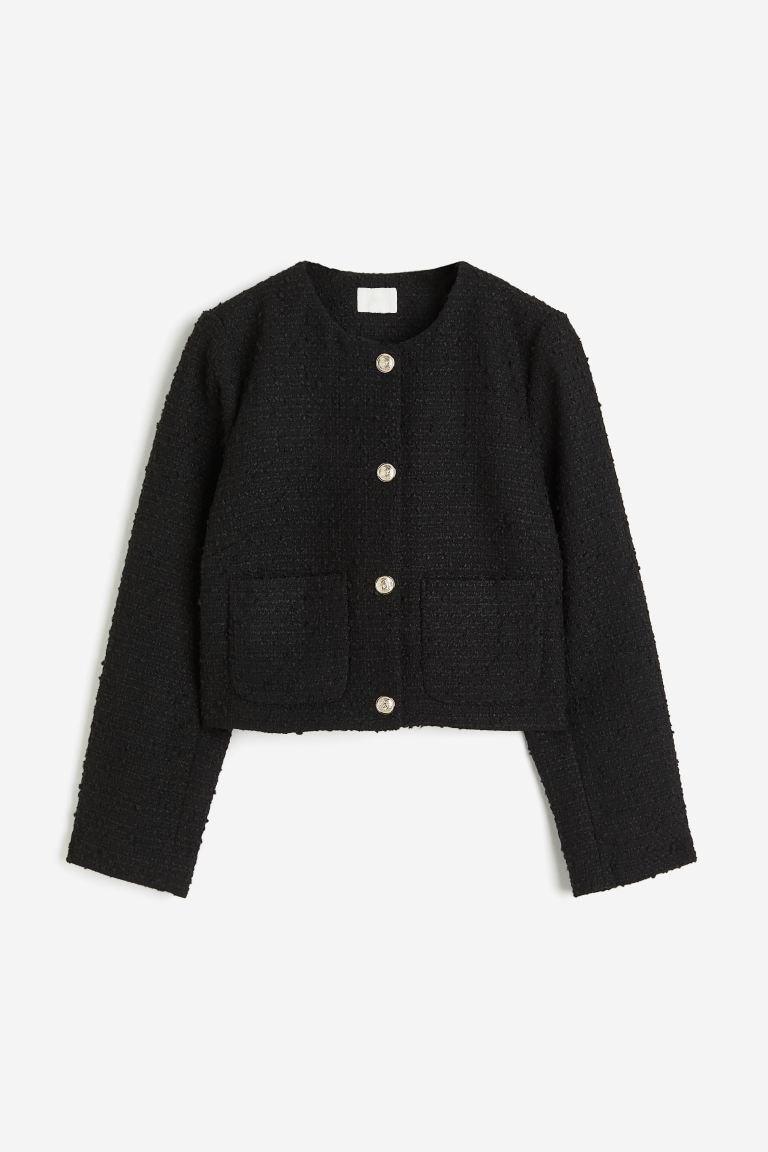 Bouclé jacket - Black - Ladies | H&M GB | H&M (UK, MY, IN, SG, PH, TW, HK, KR)