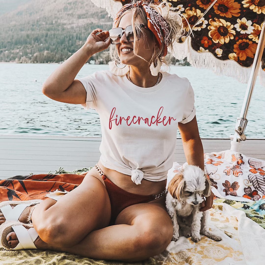 Firecracker 4th of July Shirt Women, Fourth of July Tshirt Woman, Funny Patriotic Tee, 4th of Jul... | Etsy (US)