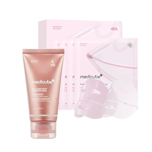 Medicube All Day Glass Glow Skin Duo: Collagen Overnight Wrapping Peel Off Facial Mask Pack and Salmon DNA PDRN pink collagen jelly gel mask (4ea) | Amazon (US)