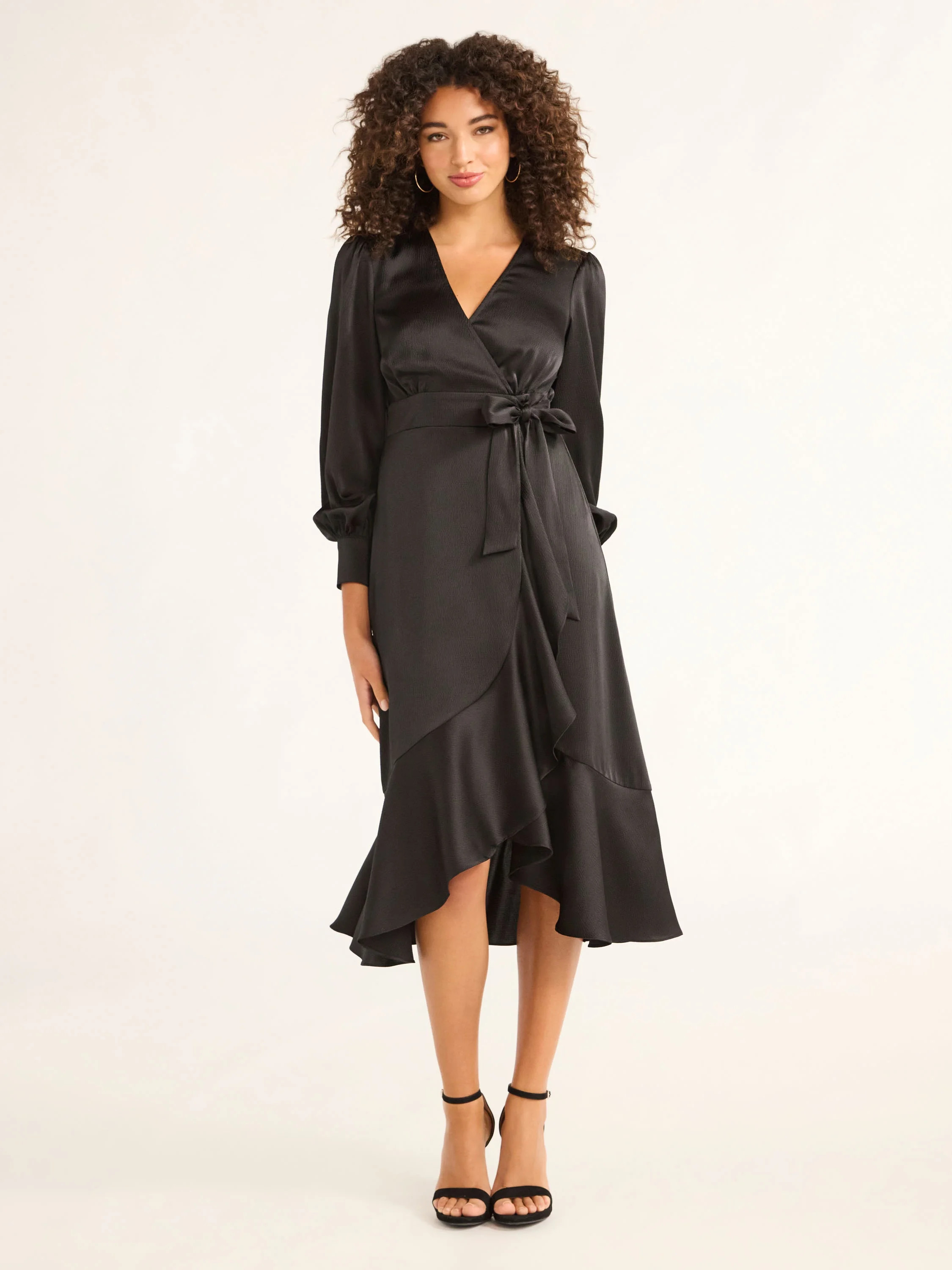 Sofia Jeans Women's and Women's Plus Faux Wrap Ruffle Dress, Mid Calf Length, Sizes XS-5X | Walmart (US)