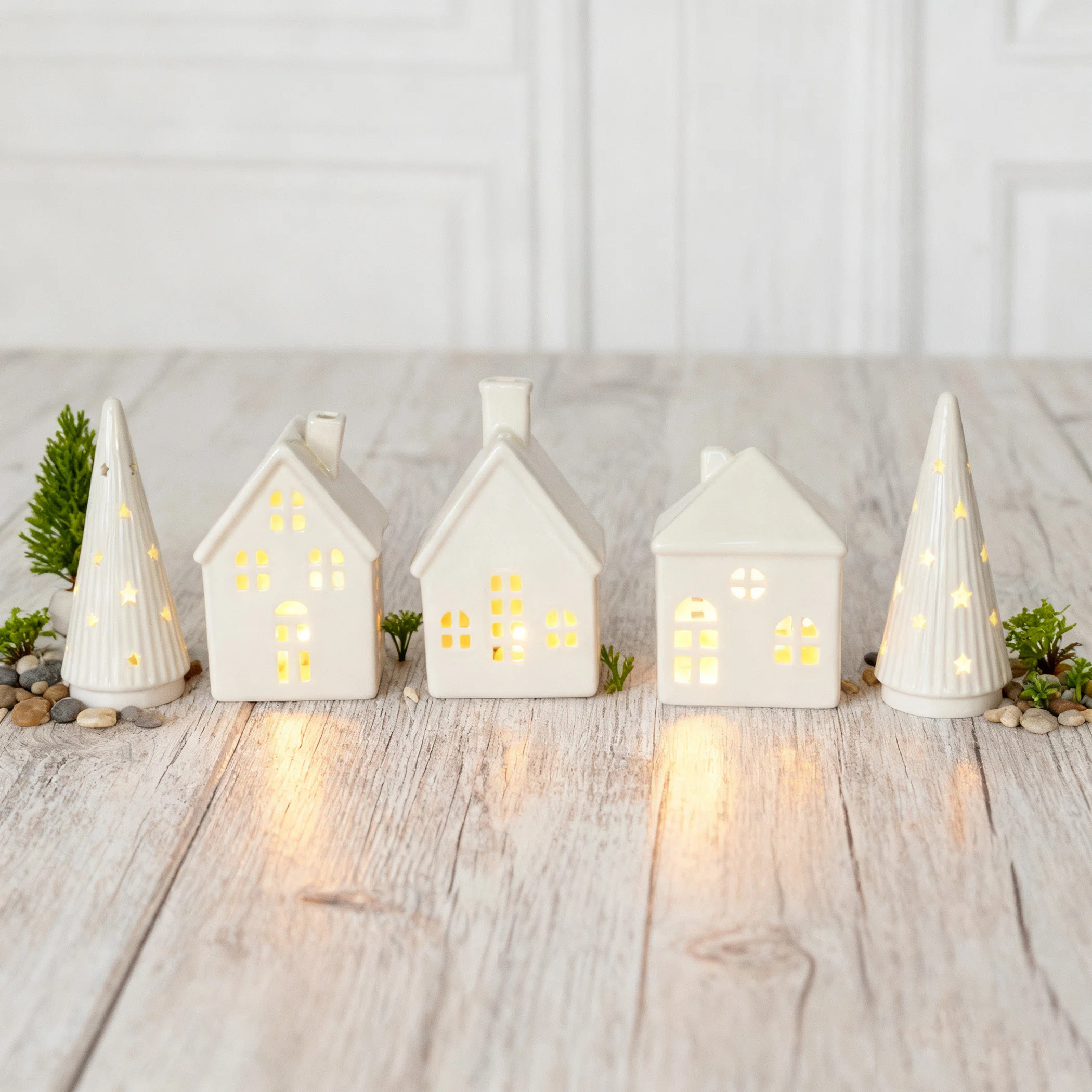 Moments In Time 5 Pc Ceramic Led Holiday Village Set | Wayfair North America