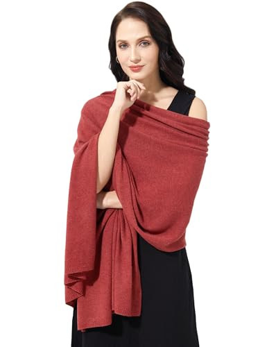 RYYOYY Soft Cashmere Blend Wrap Chic Pashmina Scarf Stole for Women Wayfarer Travel Extra Large 87"x28" Old Red | Amazon (US)