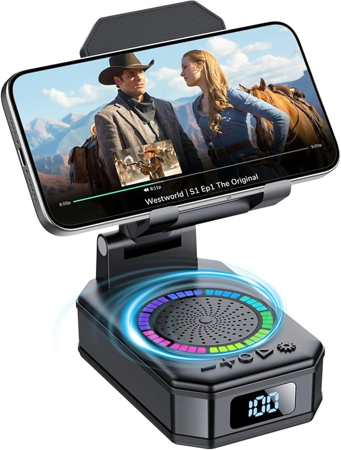 Father's Day Best Gifts, Cell Phone Stand with Wireless Bluetooth Speaker and Colorful LED Lights... | Amazon (US)