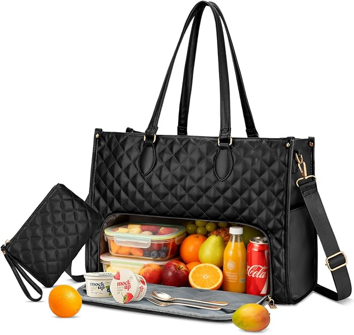 KKXIU Updated 2-in-1 Insulated Lunch Bag & 15.6 Inch Laptop Tote for Women, Large Capacity Therma... | Amazon (US)