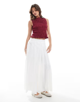 New Look pleated full midi skirt in white | ASOS (Global)