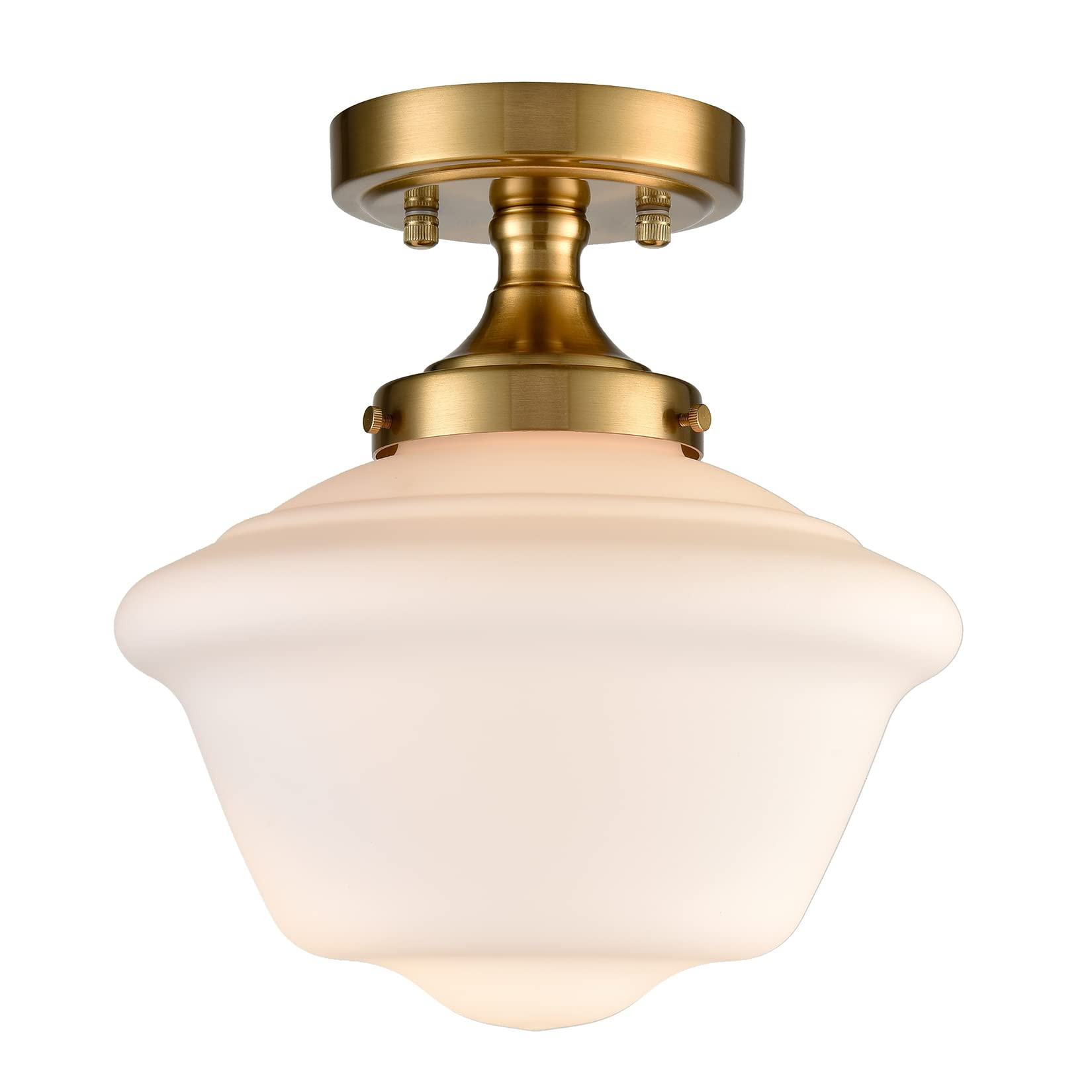 SAMTEEN Gold Semi Flush Mount Modern Schoolhouse Ceiling Light, Milk Glass, 10 Inches for Hallway, Bedroom, Kitchen, Living Room | Amazon (US)