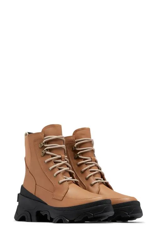 SOREL Brex™ Lace-Up Waterproof Bootie in Tawny Buff Black at Nordstrom, Size 6.5 | Nordstrom