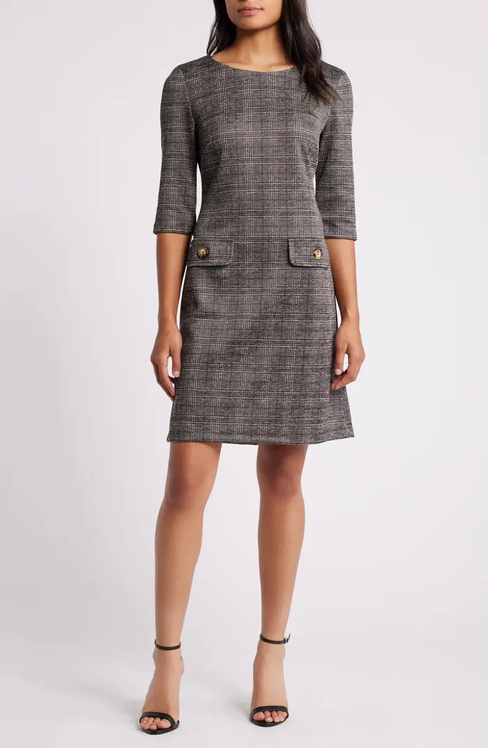 Plaid Knit A-Line Dress | Nordstrom