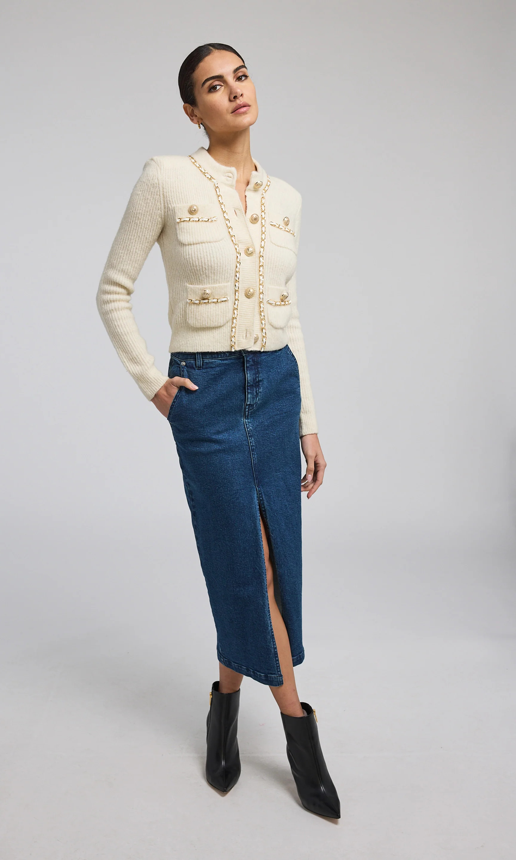 Selma Chain Cardigan L / IVORY | Generation Love