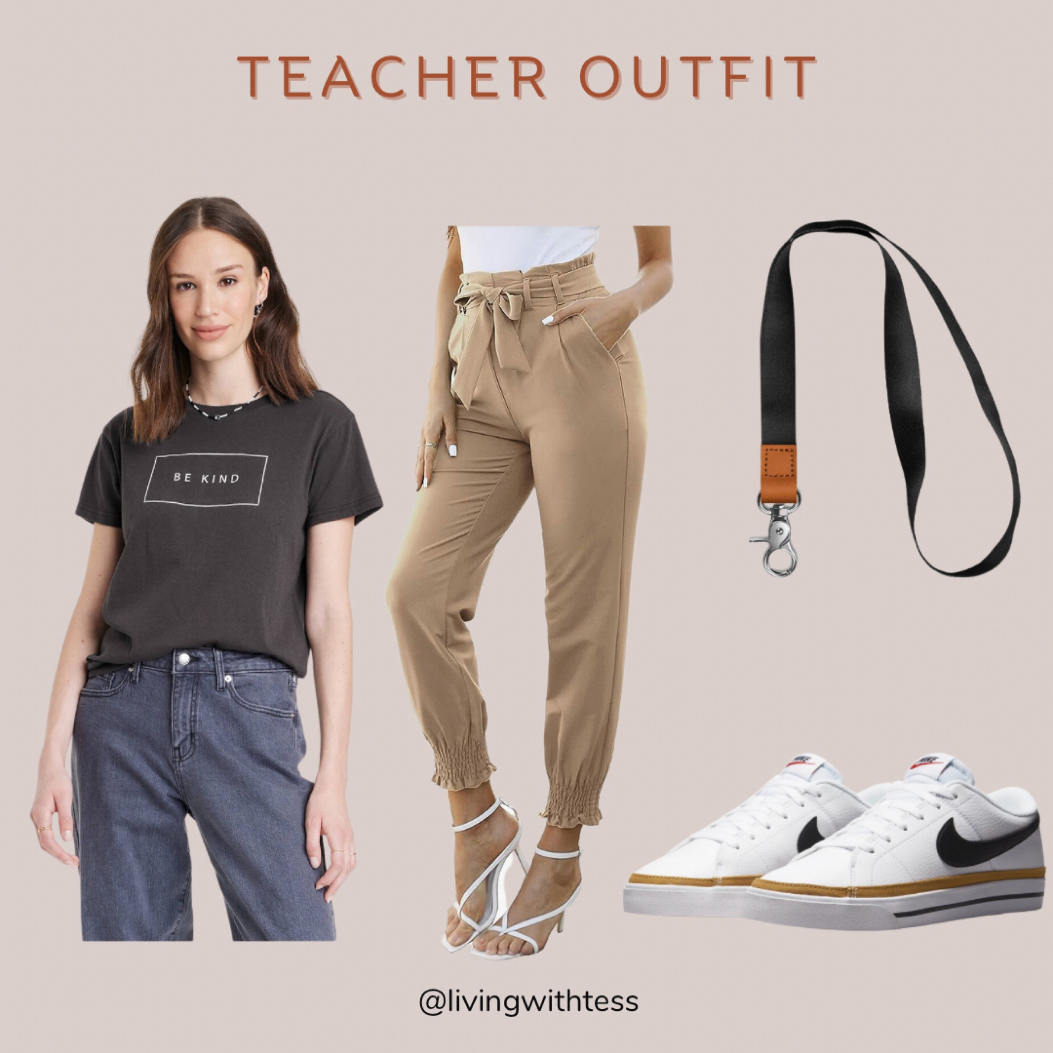 I love these pants! They feel like athletic material, but look dressy. Paired with a cute graphic tee and comfy, but cute shoes, and a simple lanyard - this is my go-to teaching outfit! 

#LTKBacktoSchool #LTKworkwear #LTKunder50