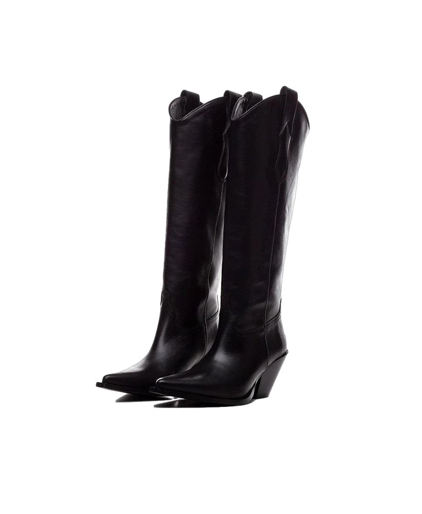 TORAL HIGH BLACK LEATHER BOOTS | Seezona