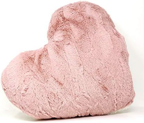 Tache Handmade Heart Shaped Throw Pillow with Insert - Pink Faux Fur White Fleece Valentine's Romant | Amazon (US)