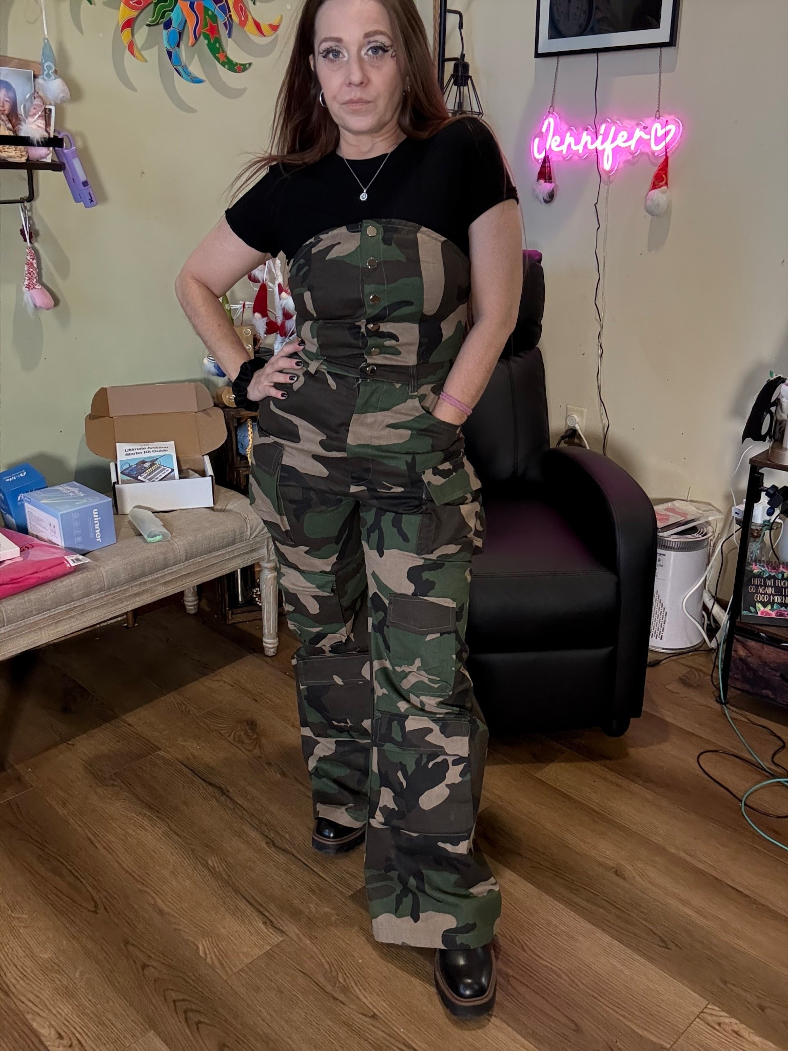 Layering season is officially here! ❄️✨

I am currently living in this Camo Wide-Leg Jumpsuit, but the secret to making it winter-ready is all in the layers. I styled a fitted black tee underneath to give it more structure and keep it cozy for the colder temps.

To pull the whole look together, I added my favorite Cate & Chloe Necklace—the perfect touch of gold to contrast the edgy camo print. It’s all about those small details that elevate a casual outfit! 💎🌿

The Vibe:

The Base: A sleek black tee for easy layering.

The Statement: This camo jumpsuit—it’s comfortable but makes such a bold impact.

The Finish: My Dream Pairs Chelsea Boots for that chunky, street-style silhouette.

Whether you’re running errands or meeting friends for lunch, this look is the perfect mix of utility and chic. ☕️🏙️

Shop my winter layers below! 👇

#liketkit #LTKstyle #WinterOOTD #CamoStyle #CateAndChloe #ChelseaBoots #StreetStyleInspo #LayeringWeather #EverydayChic @liketoknow.it 

#LTKootd #LTKOver40 #LTKSeasonal