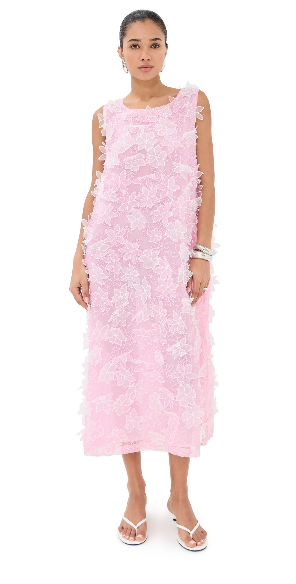 La Vie Style House Organza Floral Maxi A Line Dress Pink One Size | Shopbop